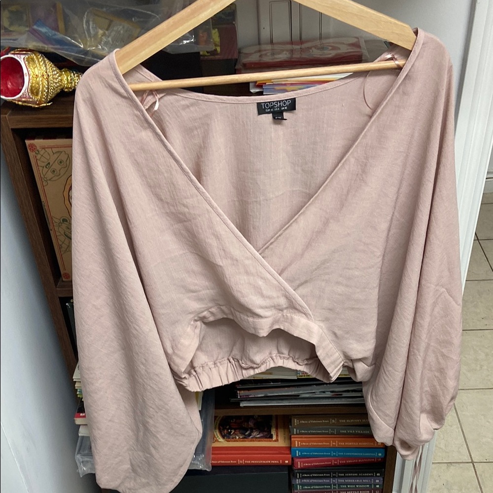 Topshop Pink Dolman Sleeve Wrap Blouse